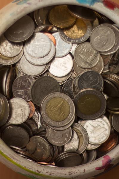 Money jar full of coins